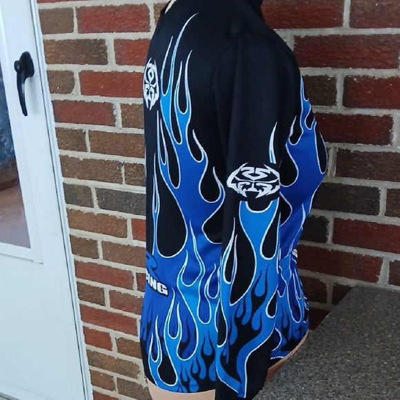 MTX MOTOCROSS Blue Flame Black Racing Jersey - Picture 5 of 8